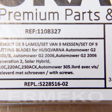 Set cutite (9 cutite + 9 suruburi) robot tuns gazon HUSQVARNA Automower G2 2003/B, Automower G2 2006, Automower G2 2006 Generation 2, Solar Hybrid, 210C, 220AC, 230ACX, 260ACX, Automower 305