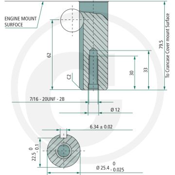Motor LONCIN LC1P92F-1 - 12,50 CP - ax: Ø 25,40mm - lungime ax: 80mm